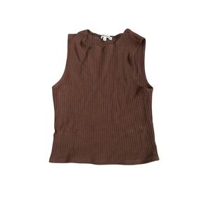 Reformation Brown Ribbed Knit Tank Top Small Sleeveless Tencel Organic Cotton
